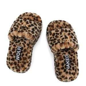 Naked Wolfe Ivy Shearling Leopard Print Slippers